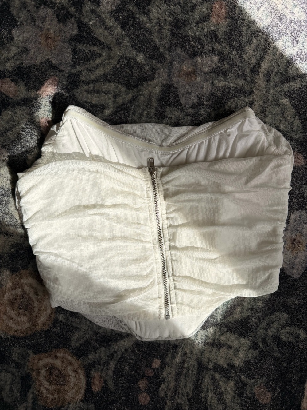 White Ruched Strapless Bustier Corset
